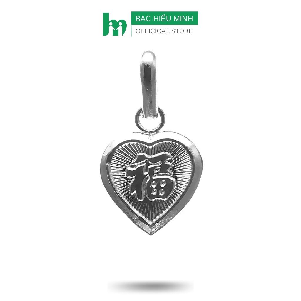Mặt dây chuyền nam nữ hình trái tim chữ phúc - hộp đựng bùa chính hãng bạc hiểu minh mdn028