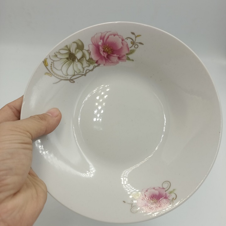 Đĩa Sứ Hoa Đỏ Bát Tràng Đường Kính 18 CM