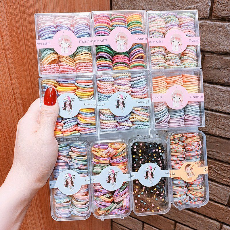 SET 60 DÂY CỘT TÓC CAO SU NHIỀU MÀU ĐÀN HỒI CAO CHO BÉ - THUN CÔT TÓC