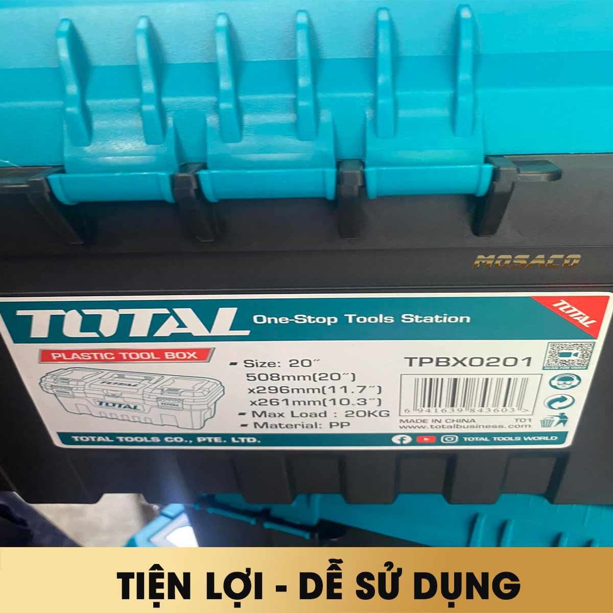 Box plastic tool total TPBX0201 20 inch wrench plastic. Containers for Đồ Craft type large plastic material pp max load 20kg hand grip strength high containing 1 tray plastic long life warranty 6 months, carefully packed-mosaco