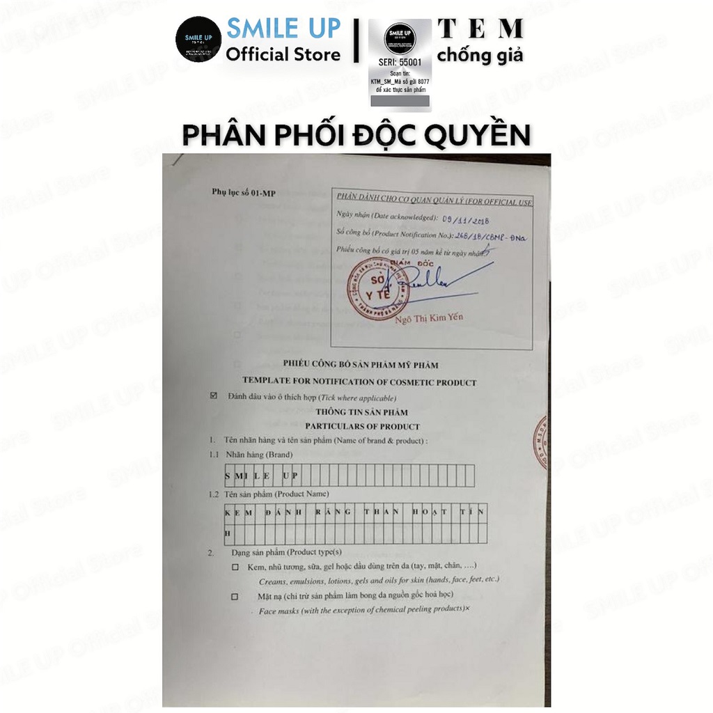 [HCM]Bột trắng răng than hoạt tính SMILE UP
