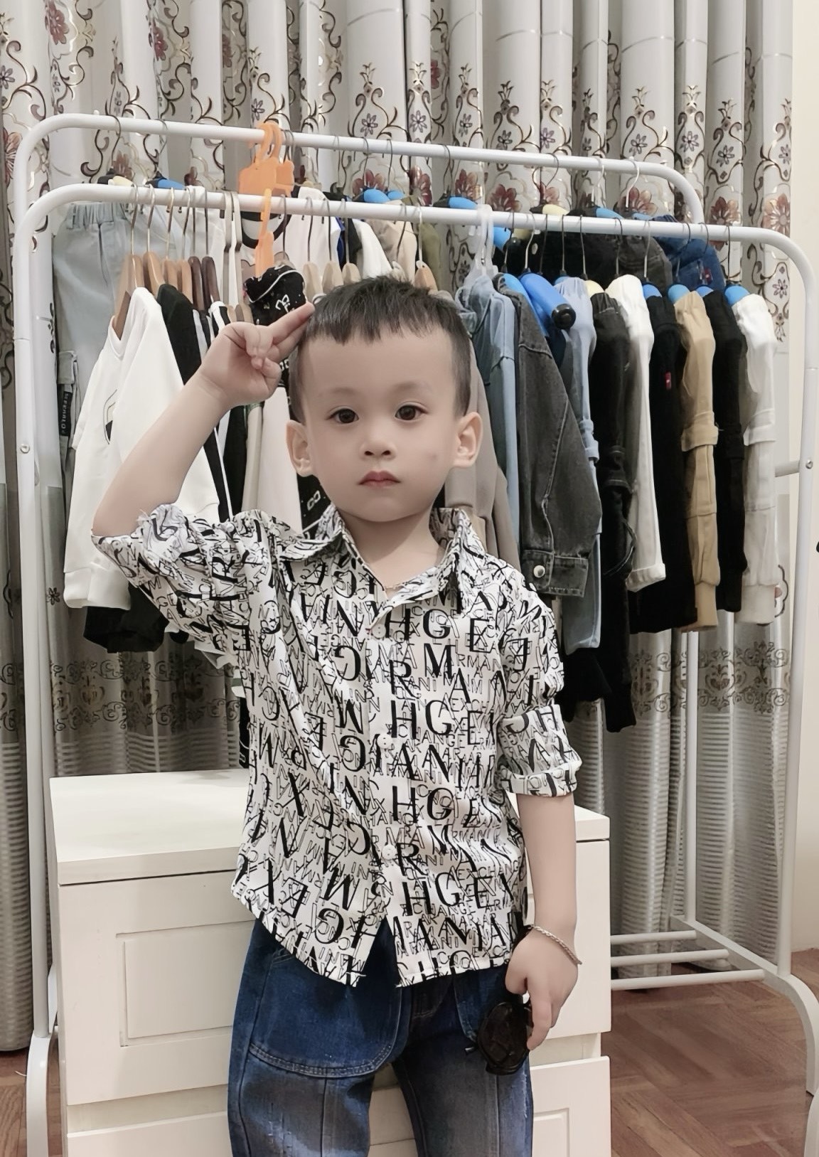 Áo sơ mi lụa mango mềm mịn bé trai 12-36kg