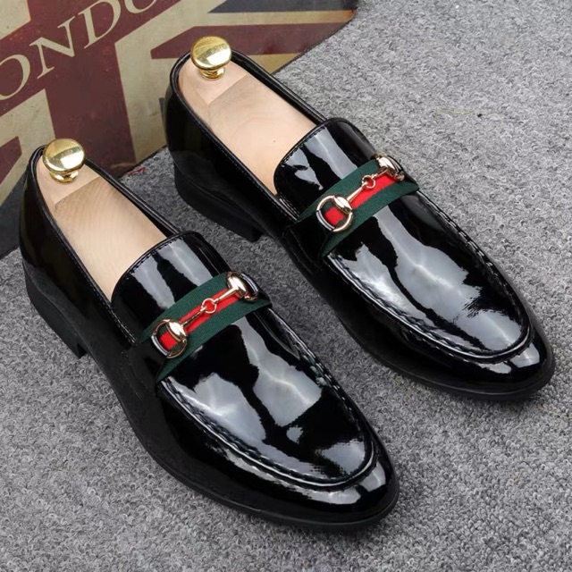 Giầy lười GG bóng xích kẻ xanh đỏ