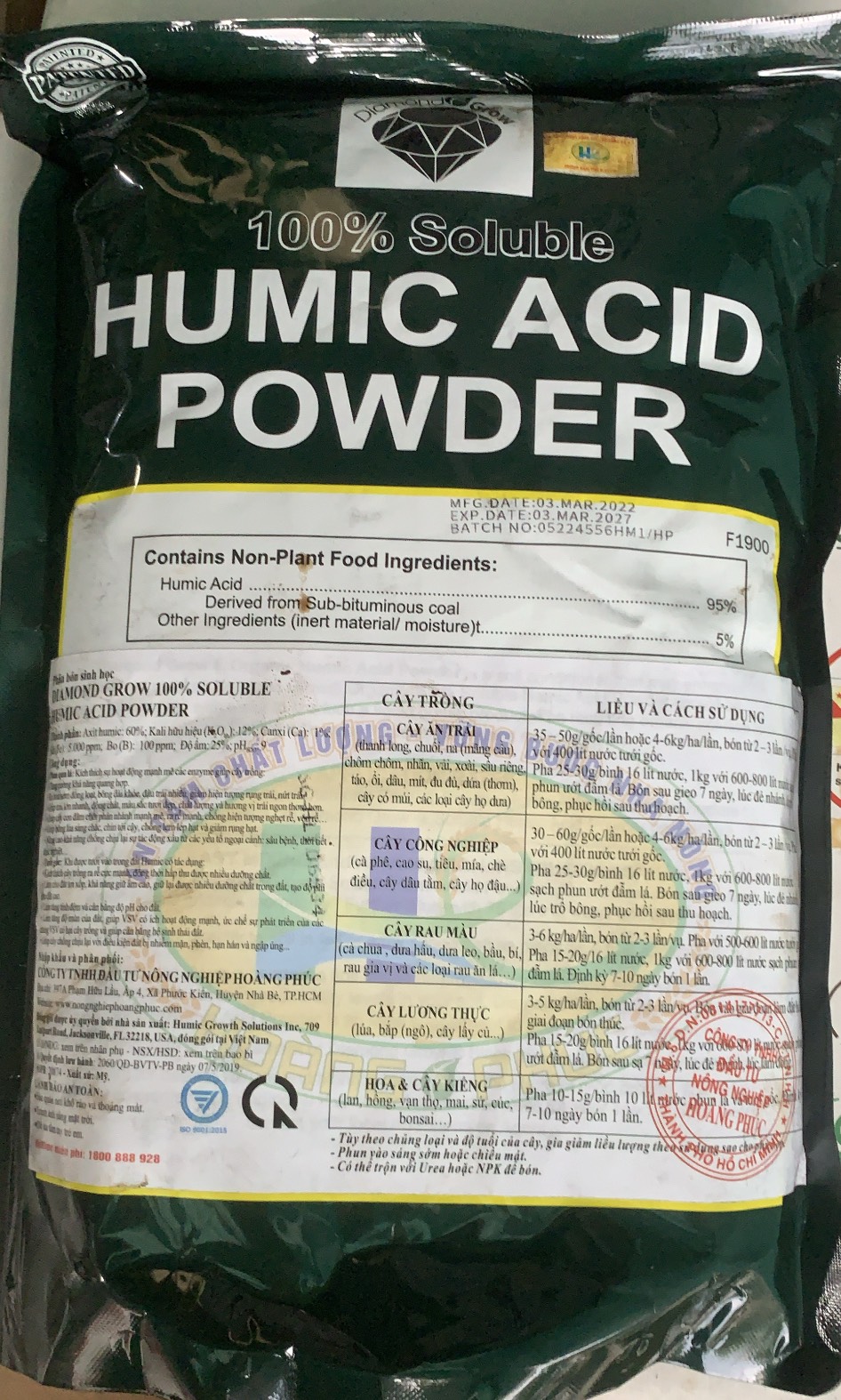 Phân bón kích rễ Humic Hoàng Phúc nhập Mỹ