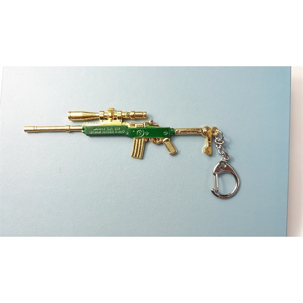 Móc khóa game pubg - mẫu mini 14 - màu xanh lá vàng
