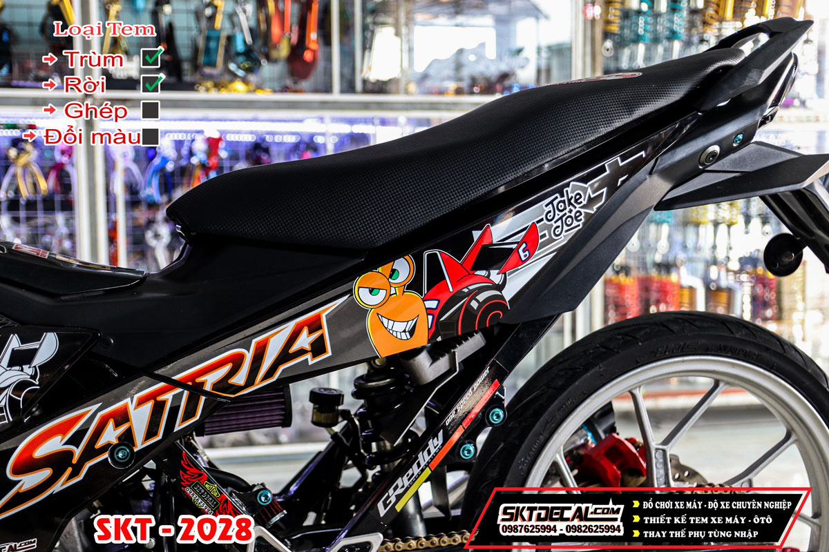 tem rời satria ốc sên cam đen