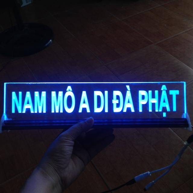 Tranh điện -  đèn led đổi màu -NAM MÔ A DI ĐÀ PHẬT(chữ in) - cao 10cm x dài 40cm