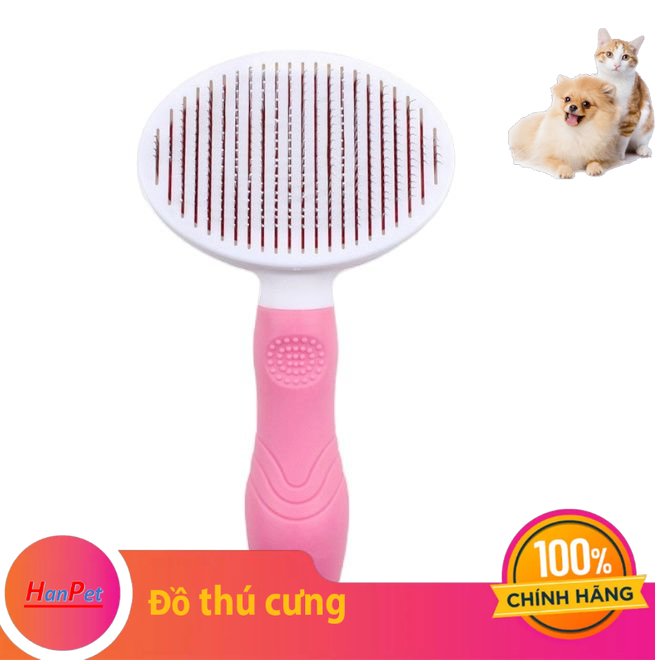 Hanpet - BÀN CHẢI LÔNG CHÓ MÈO CHẤT LƯỢNG TỐT - Lược chải lông mèo thông minh - Lược Chải Lông Thú Cưng loại Tốt - Lược chải lông cho chó mèo có nút bấm - chăm sóc chó mèo - luoc chai long meo - lược chải lông