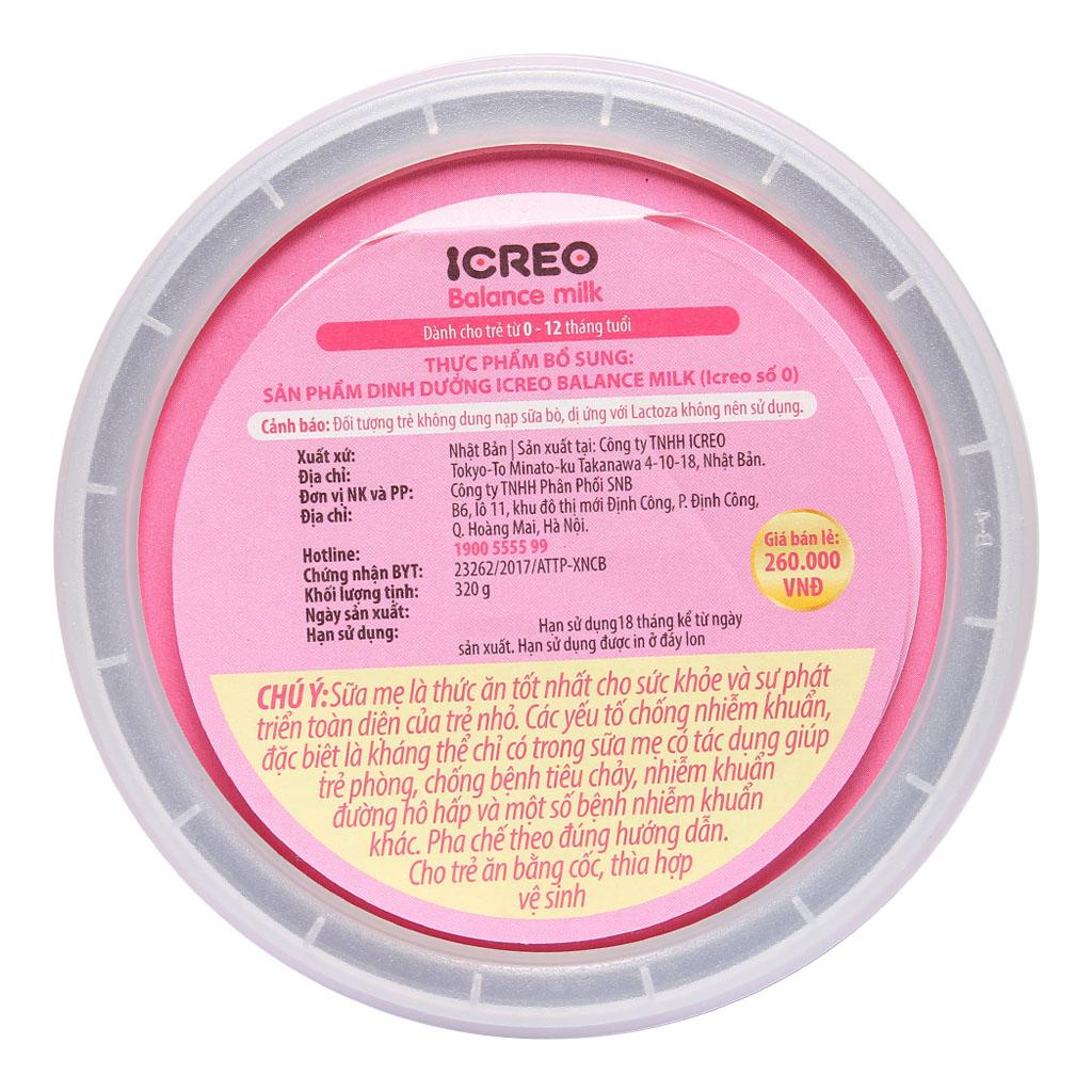 Sữa Bột Glico Icreo Số 0 - Hộp 320g (Cho trẻ 0~12 tháng tuổi)