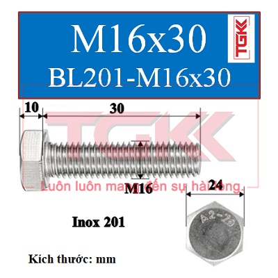 Bulong inox 201 m16