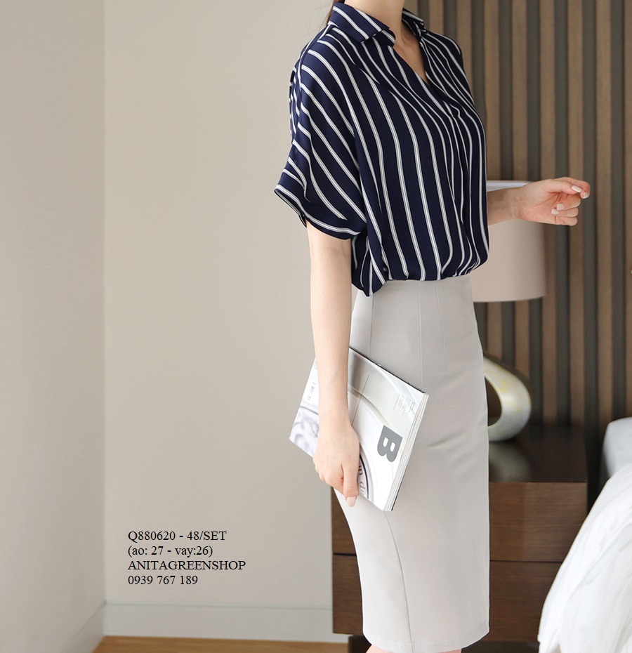 Q880620 SET ÁO VÀ CHÂN VÁY CÔNG SỞ