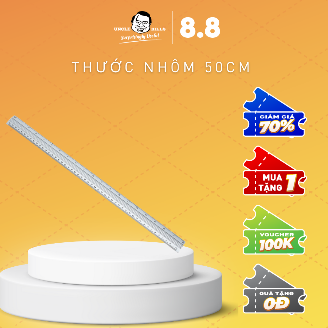 Thước nhôm UBL SG0079 dài 50cm (Trắng bạc)