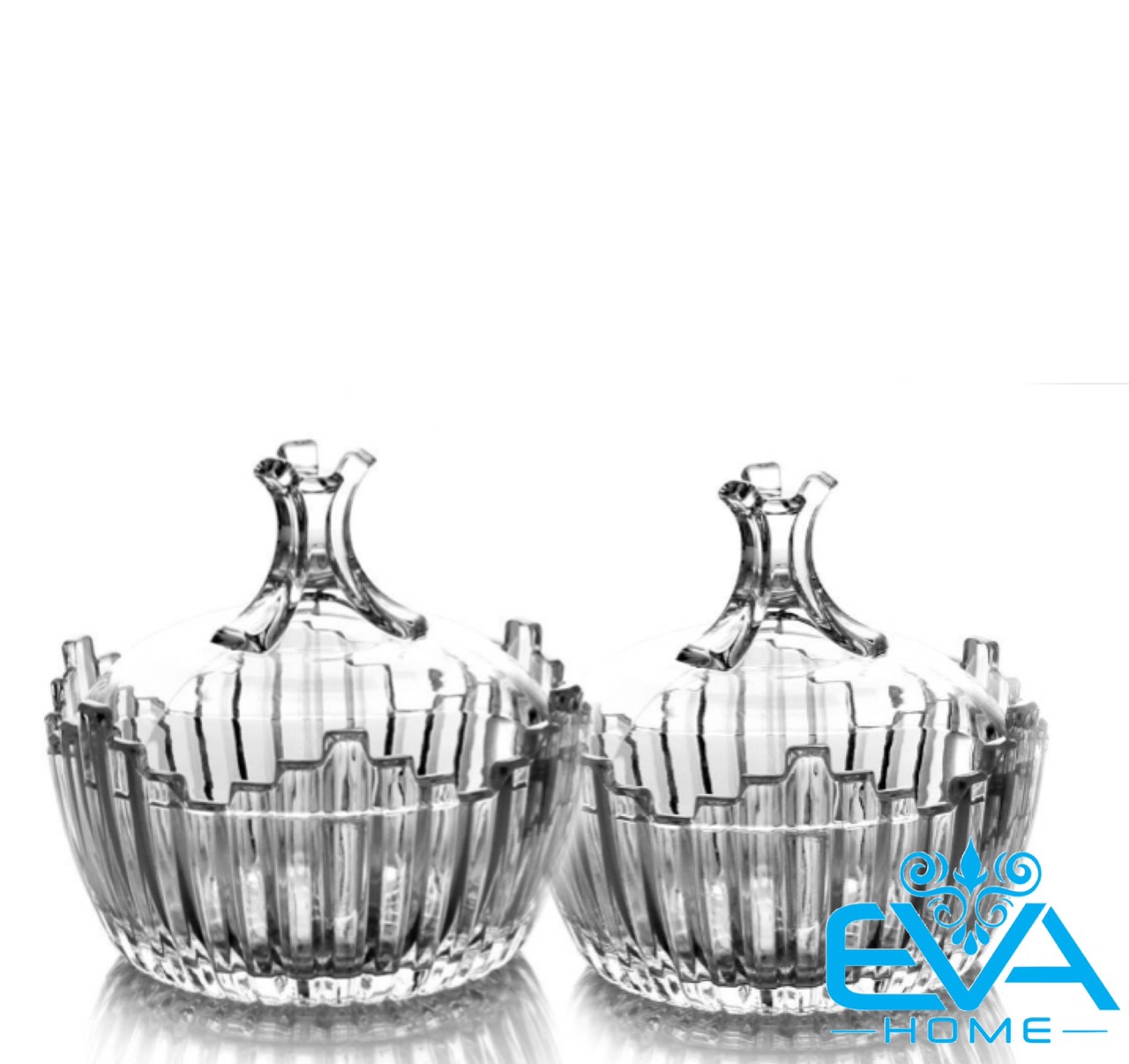 Bộ 4 thố mứt thuỷ tinh pha queen delisoga  sang trọng / thố mứt tết thố nữ hoàng deli tg2026-5 m3571