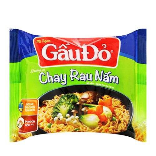 Thùng 30 gói mì chay rau nấm Gấu Đỏ 64g