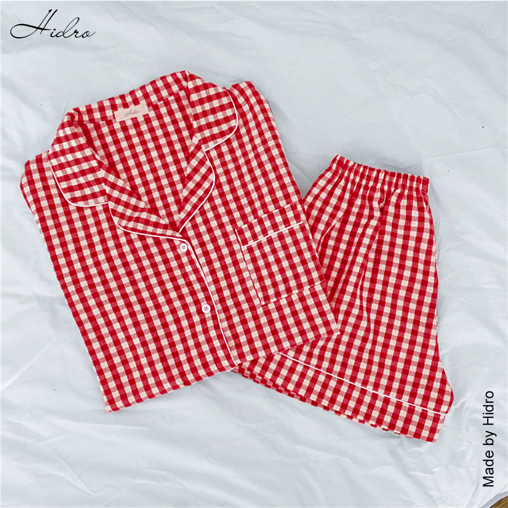 HIDRO Bộ ngủ pijama kẻ caro