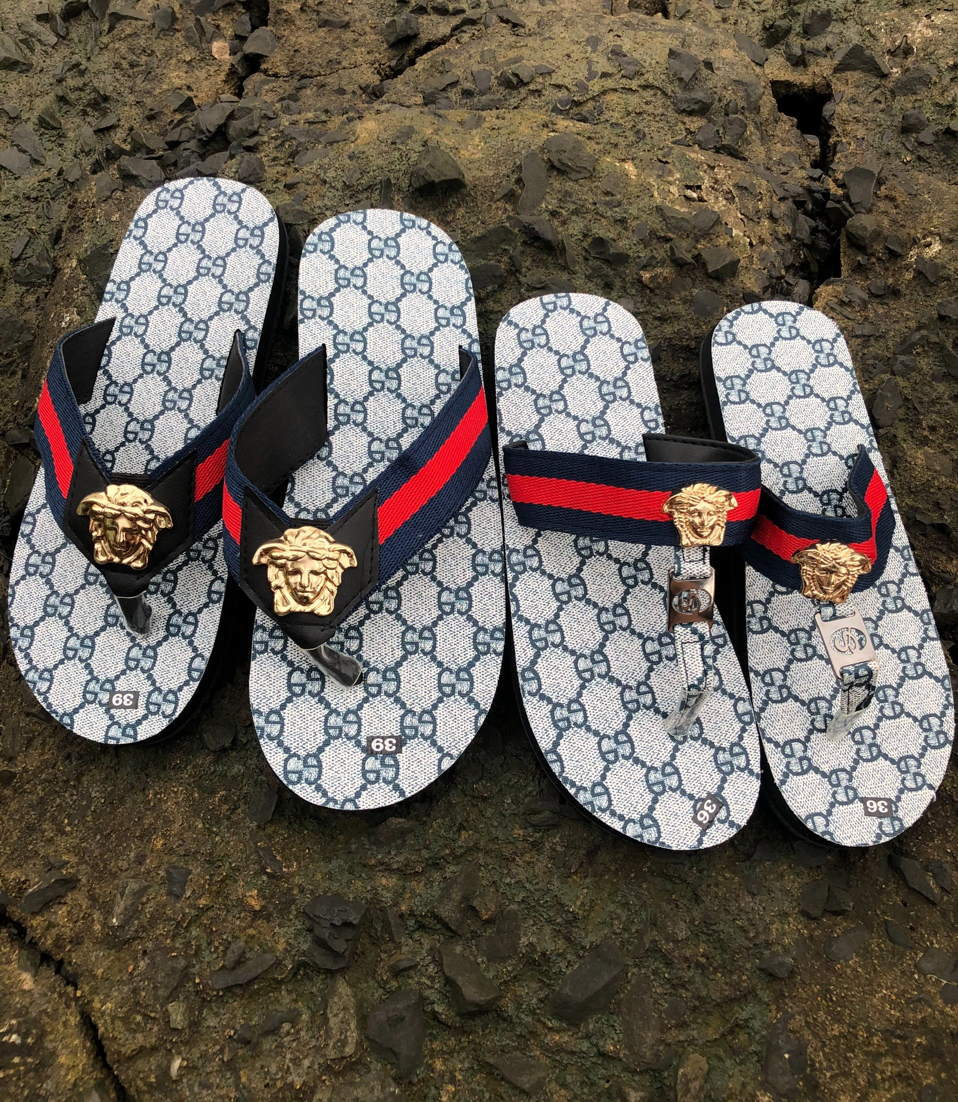 sandal chíp chíp ( dép cặp nam nữ ) đế xanh gg quai dù