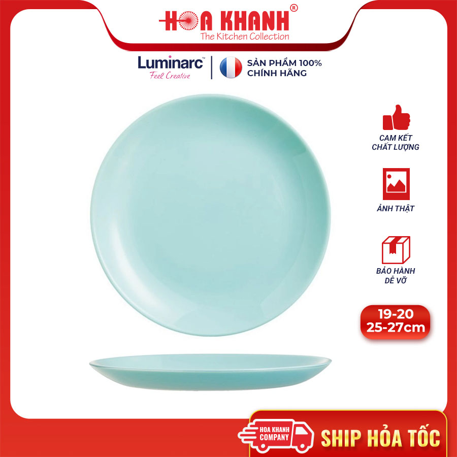 Đĩa Thủy Tinh Luminarc Diwali Light Turquoise 25cm chịu nhiệt, cường lực - 1 đĩa - P2611