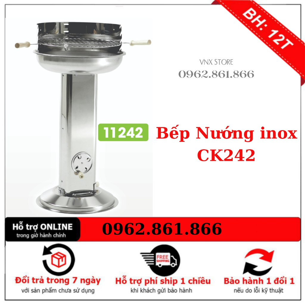 BẾP NƯỚNG THAN HOA INOX CK242.