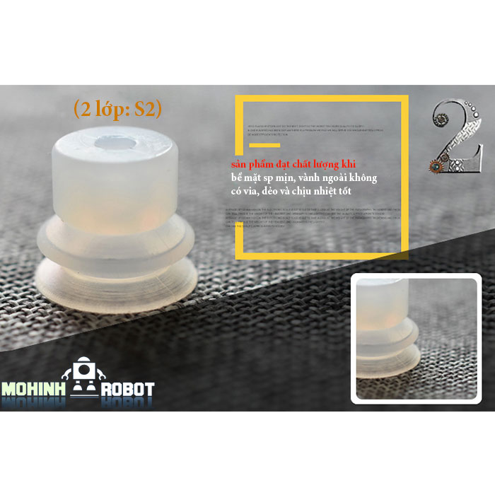 Cốc hút chân không SMC 2 lớp đầu lắp 5mm silicon