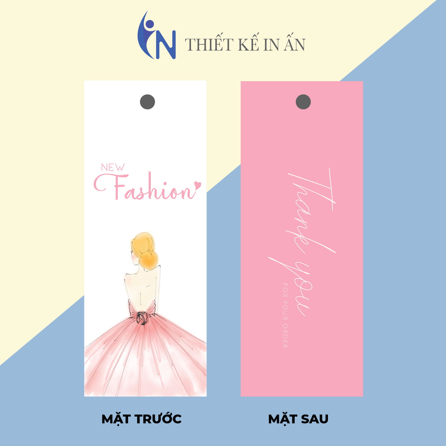 [HCM]Mác quần áo Tag nhãn quần áo  IN GIÁ RẺ cho shop bán hàng quần áo thời trang bìa cứng cán màng chất lượng cao - Gói 100 bộ - size 3.6x9cm