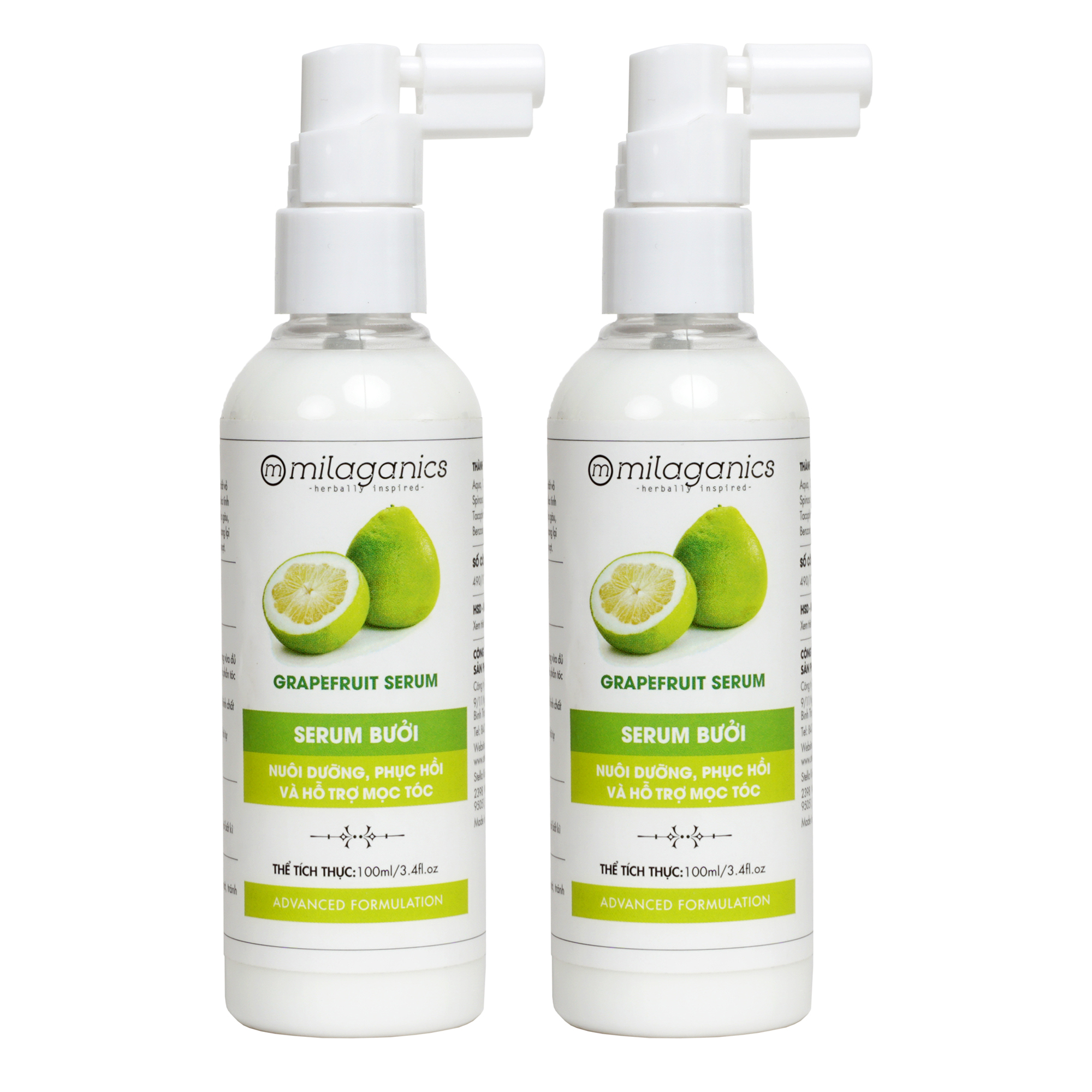 Combo 2 grapefruit essential oil xịt bưởi milaganics chính hãng-size grows tóc-dưỡng tóc dài fast 250ml -eherb