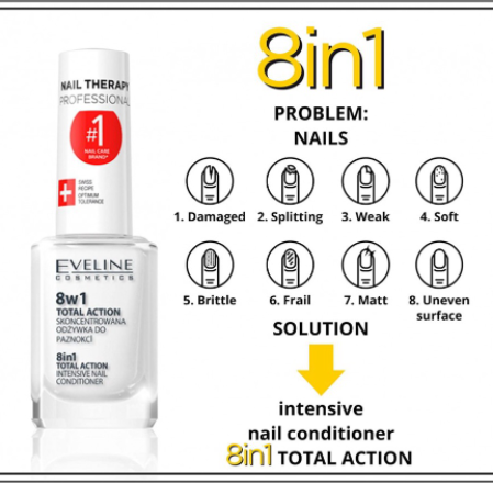 Sơn Dưỡng Móng Tay Eveline 8 In 1 Total Action 12ml