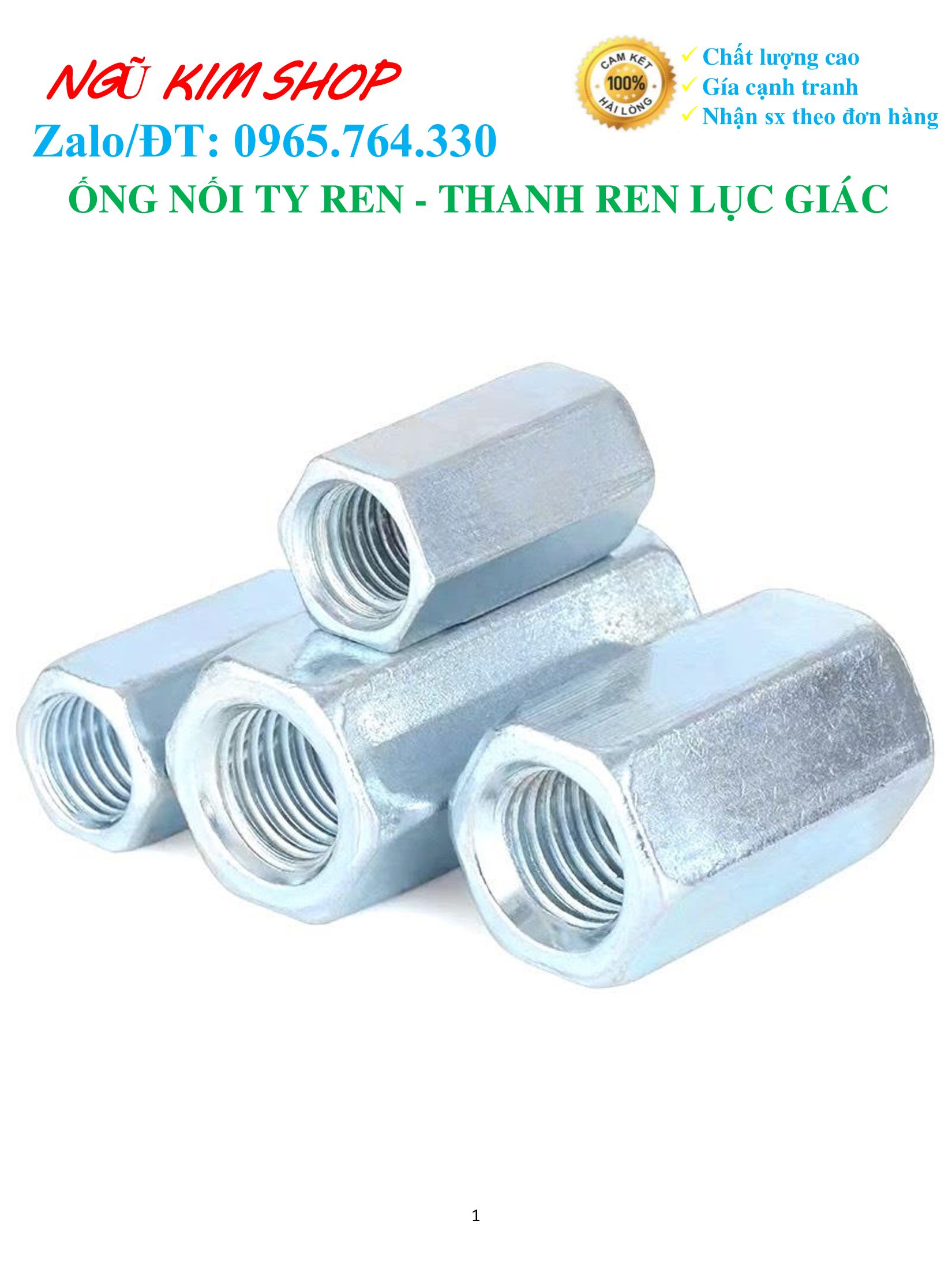 Ống nối ty ren _ thanh ren m5, m6, m8, m10, m12 ốc vít