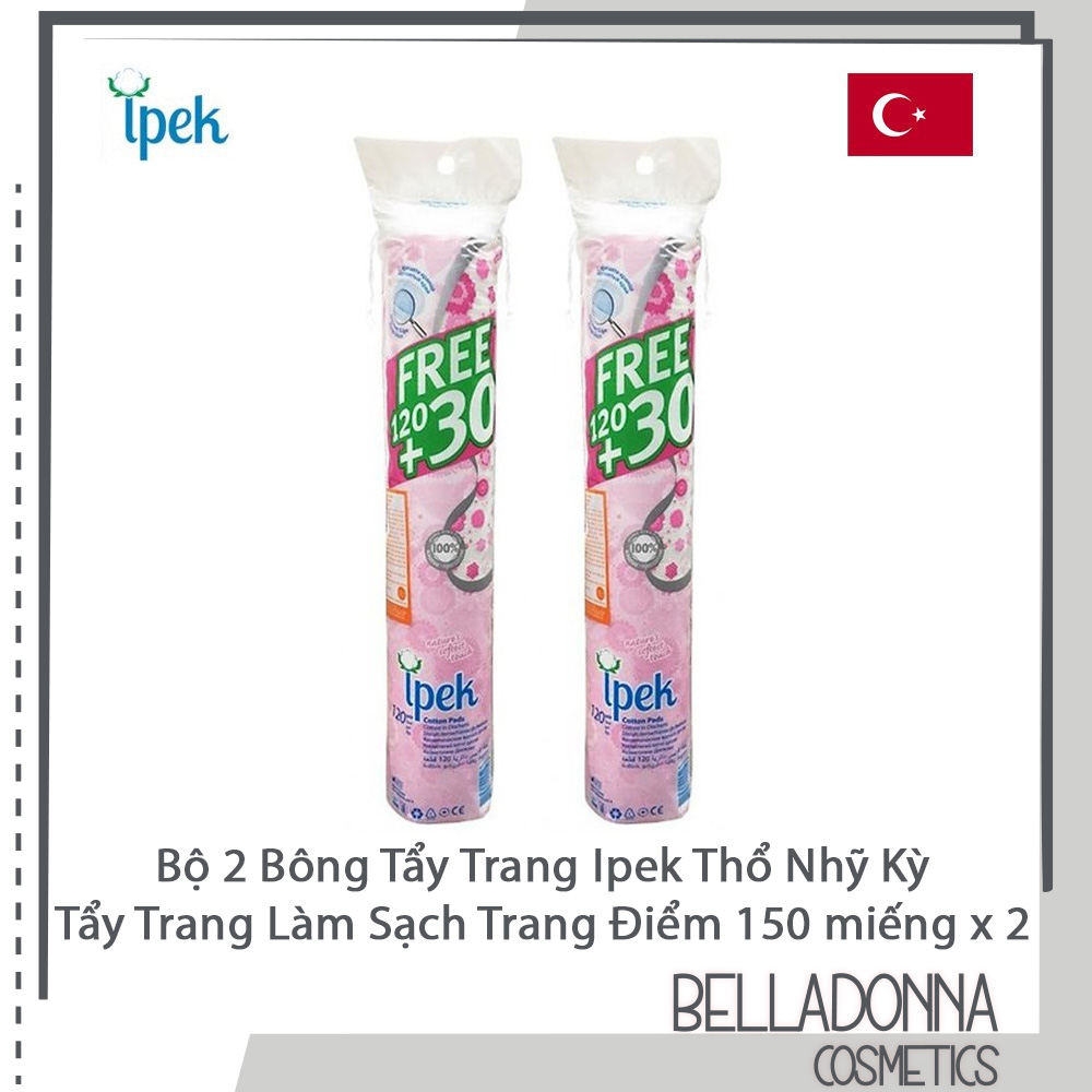 Bộ 2 Bông tẩy trang Ipek Thổ Nhỹ Kỳ tẩy & làm sạch trang điểm 130 miếngx2