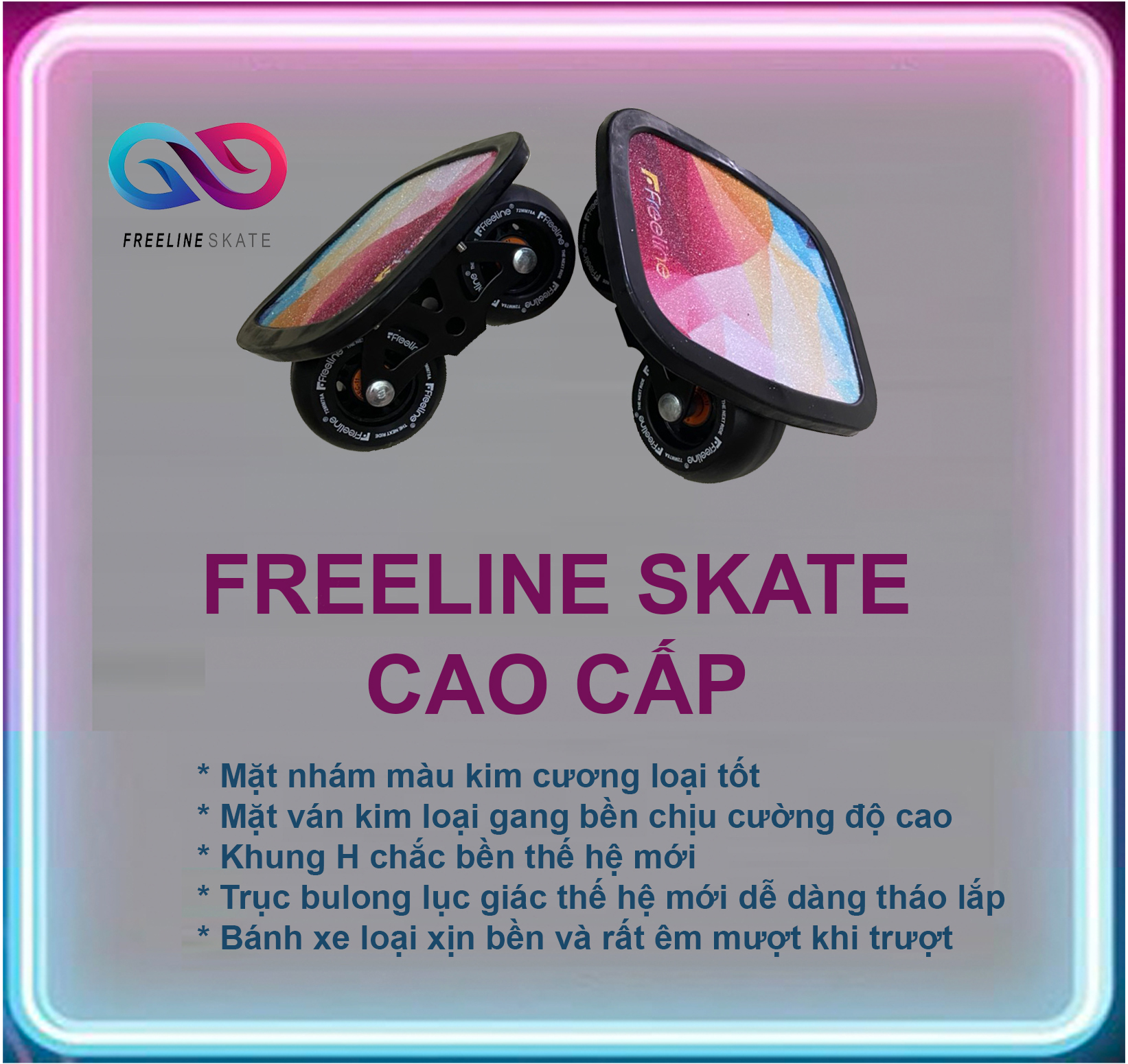 [FREELINE] VÁN TRƯỢT FREELINE SKATE SẮT THẾ HỆ MỚI - KHUNG H (BÁNH XỊN SIÊU BỀN VÀ ĐẸP)
