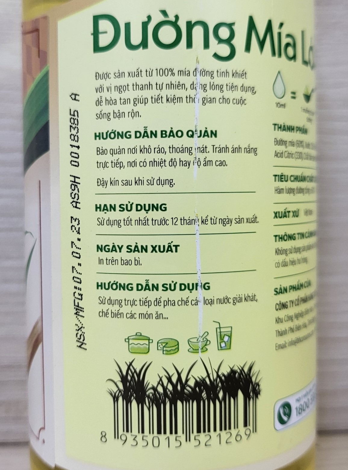 BIÊN HÒA (chai 700ml) ĐƯỜNG MÍA LỎNG (tự nhiên & tinh khiết) Liquid Sugar (HALAL)
