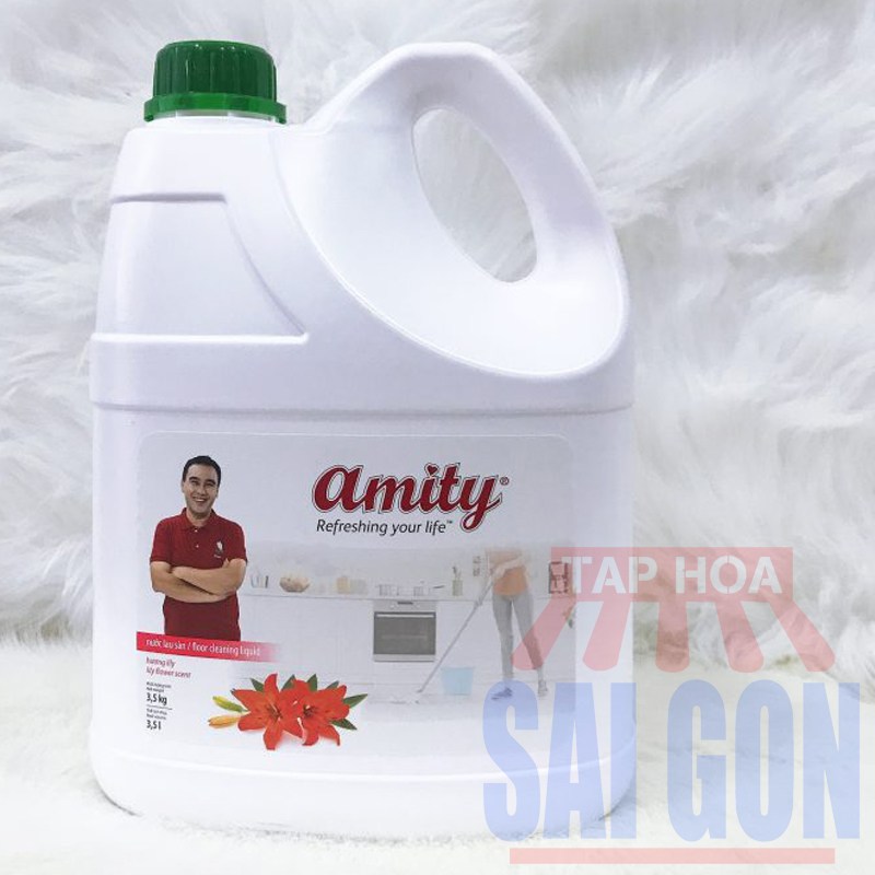 Nước lau sàn Amity hương Lily chai 3.5kg bán ở tạp hóa Sài Gòn giúp sàn
