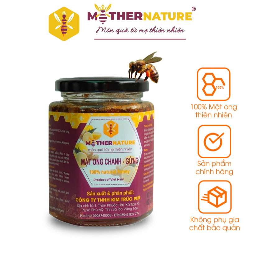 Mật ong chanh gừng cao cấp Mother Nature 280ml - Tăng cường hệ miễn dịch
