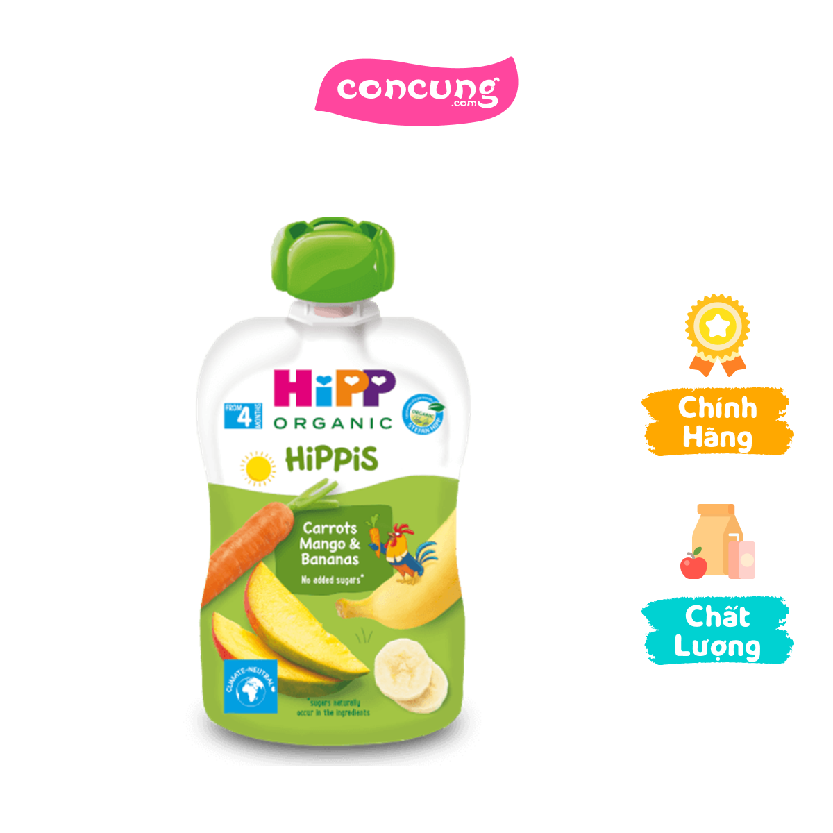 Dinh dưỡng 100% trái cây nghiền hữu cơ HiPPiS Organic