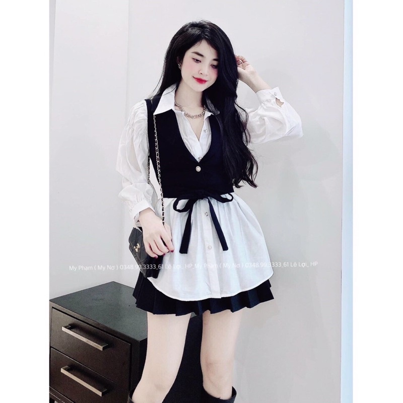 set áo sơ mi kèm áo ngoài