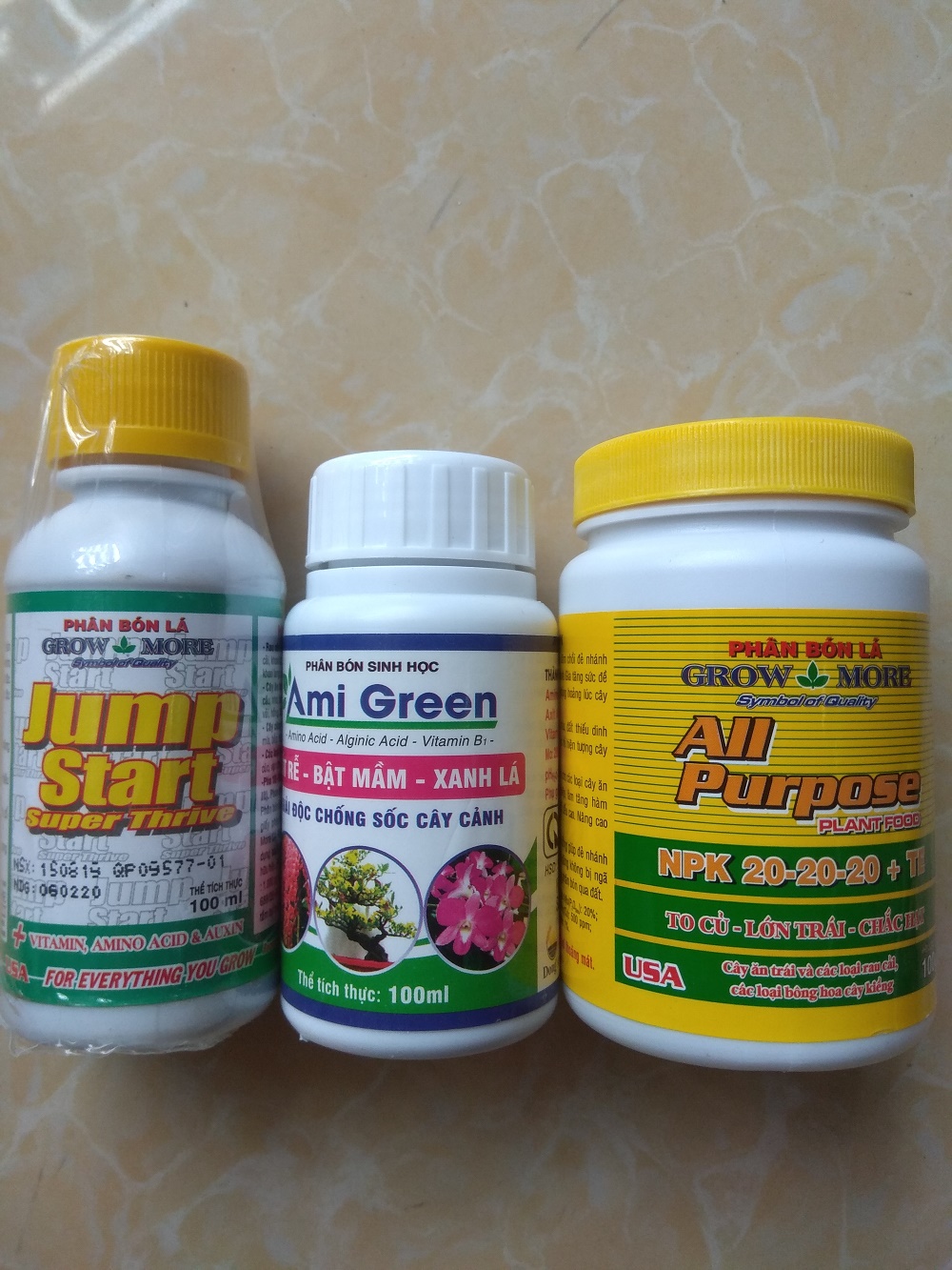 [HCM]Bộ sản phẩm dưỡng cây chăm sóc phong lan ( NPK 20-20-20+jump start+Ami green) - 100ml/chai