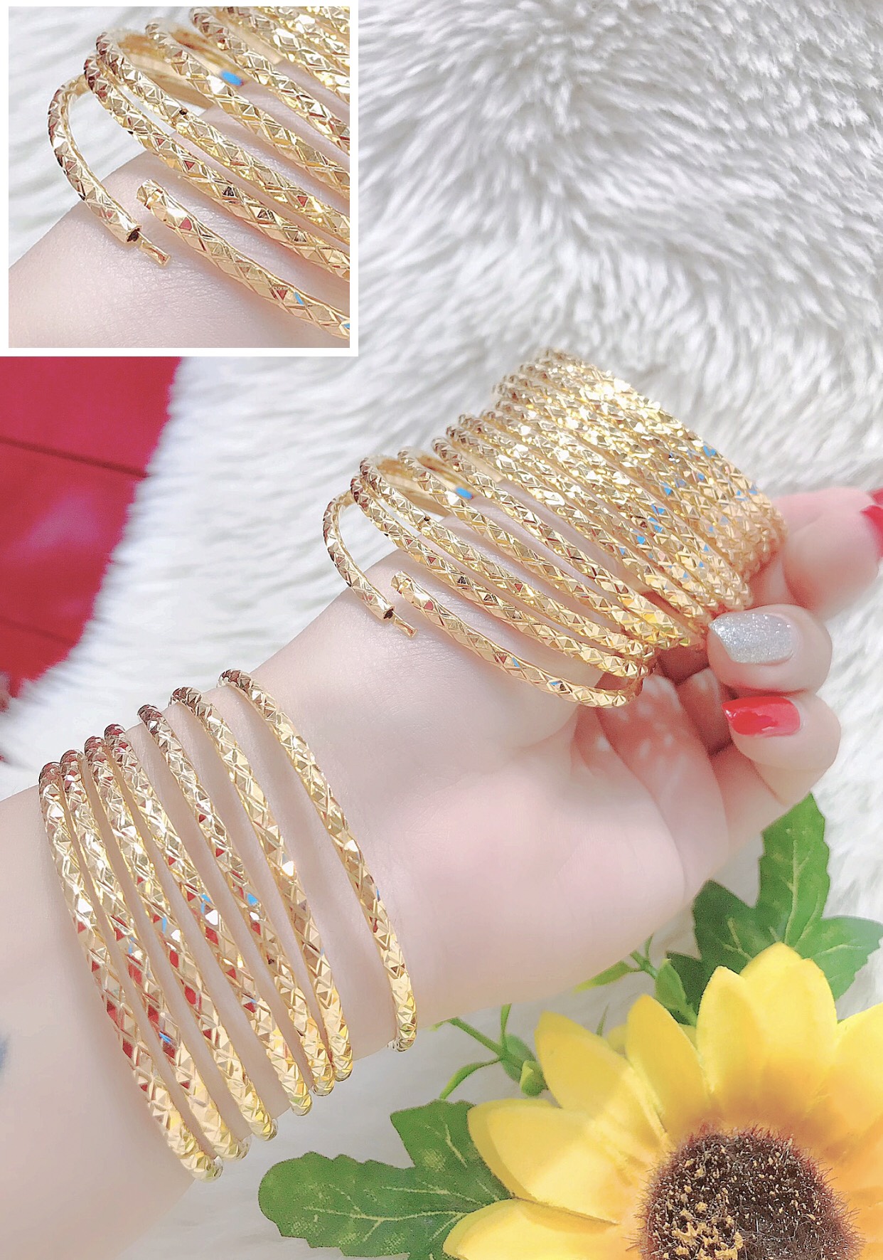 [Khuyến mãi lớn - Miễn phí ship] Bộ vòng ximen 7 chiếc mạ vàng 18K cao cấp Free&Easy ,cam kết không đen, không bay màu, cực sang chảnh, Ximen vàng non 10K - 135RR trang sức hot trend FE.ximen38