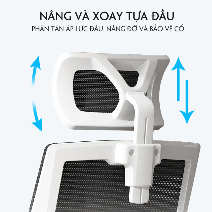 Ghế công thái học Ergonomic, ghế làm việc văn phòng đệm cao su cao cấp ngả lưng thư giãn