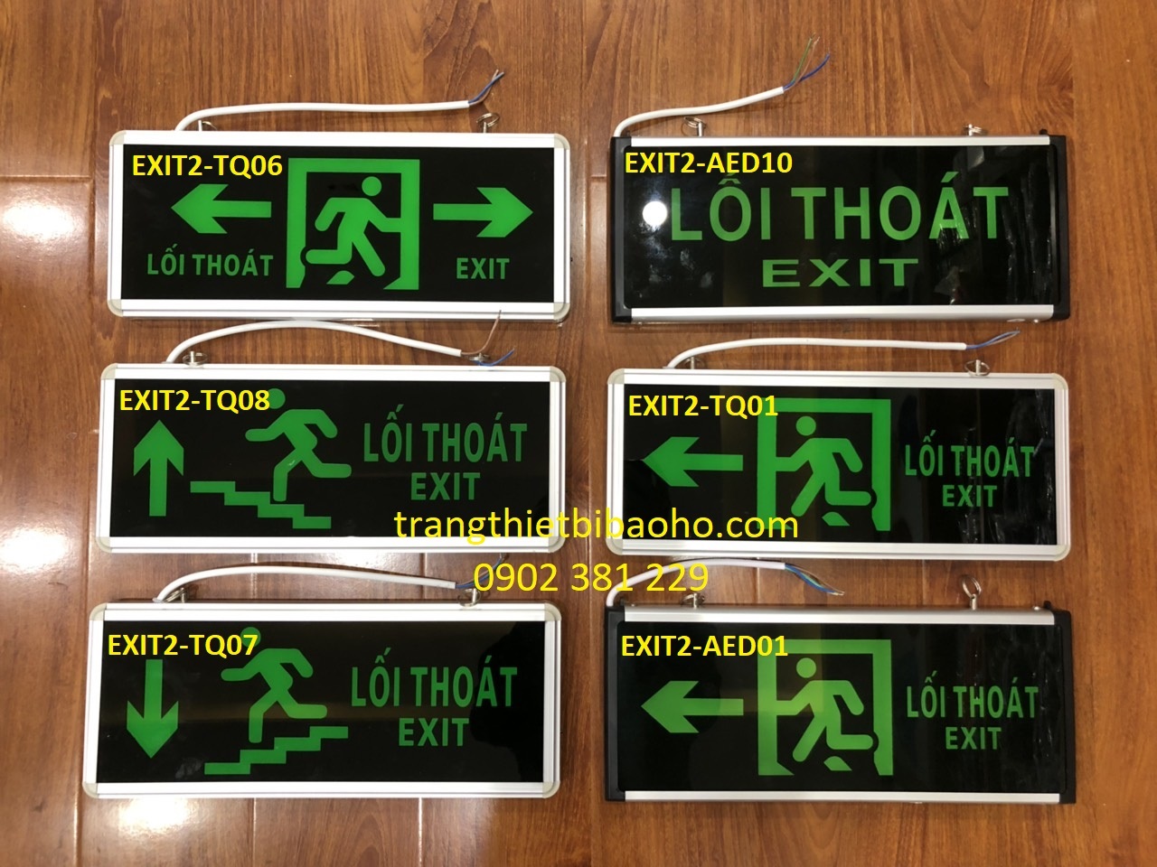 Bảng đèn chỉ dẫn exit dùng điện thoát hiểm 2 mặt