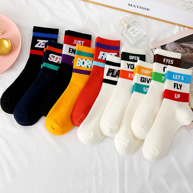 Set 10 đôi Tất cao cổ CHỮ style Hàn 2020