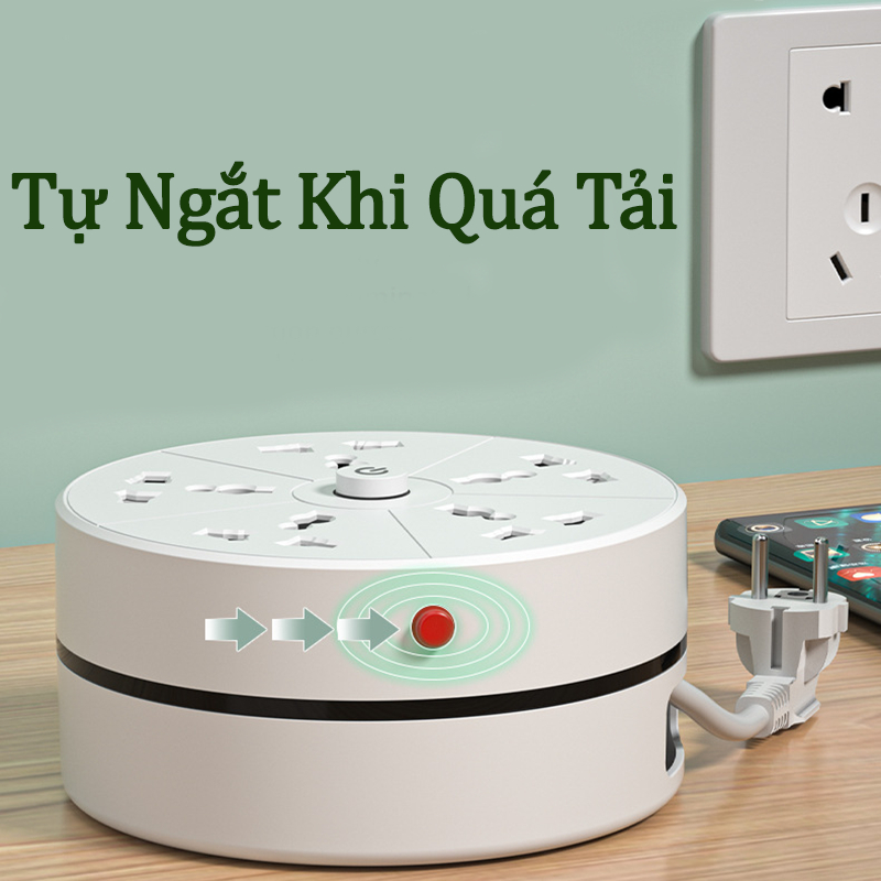 Ổ cắm điện đa năng có cổng sạc USB và Type C cuộn tròn thông minh bảo vệ dây chống giật cao cấp hàng tiêu chuẩn