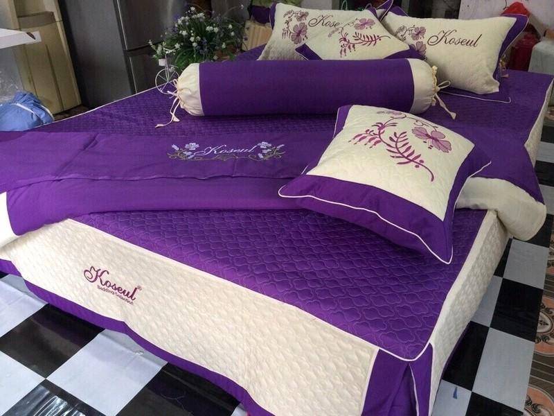 [Nhiều màu - đủ kích thước] Bộ chăn ga gối phủ 7 món cao cấp trần bông