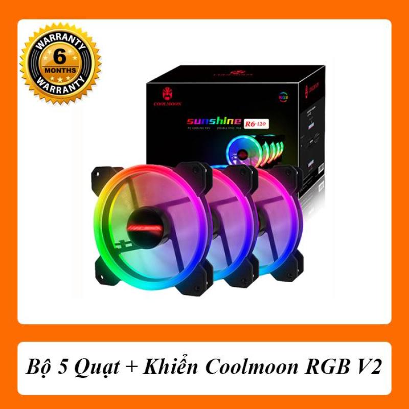 Bảng giá [5 Fan+Khiển] Quạt Tản Nhiệt Coolmoon(Coolman) RGB Phong Vũ