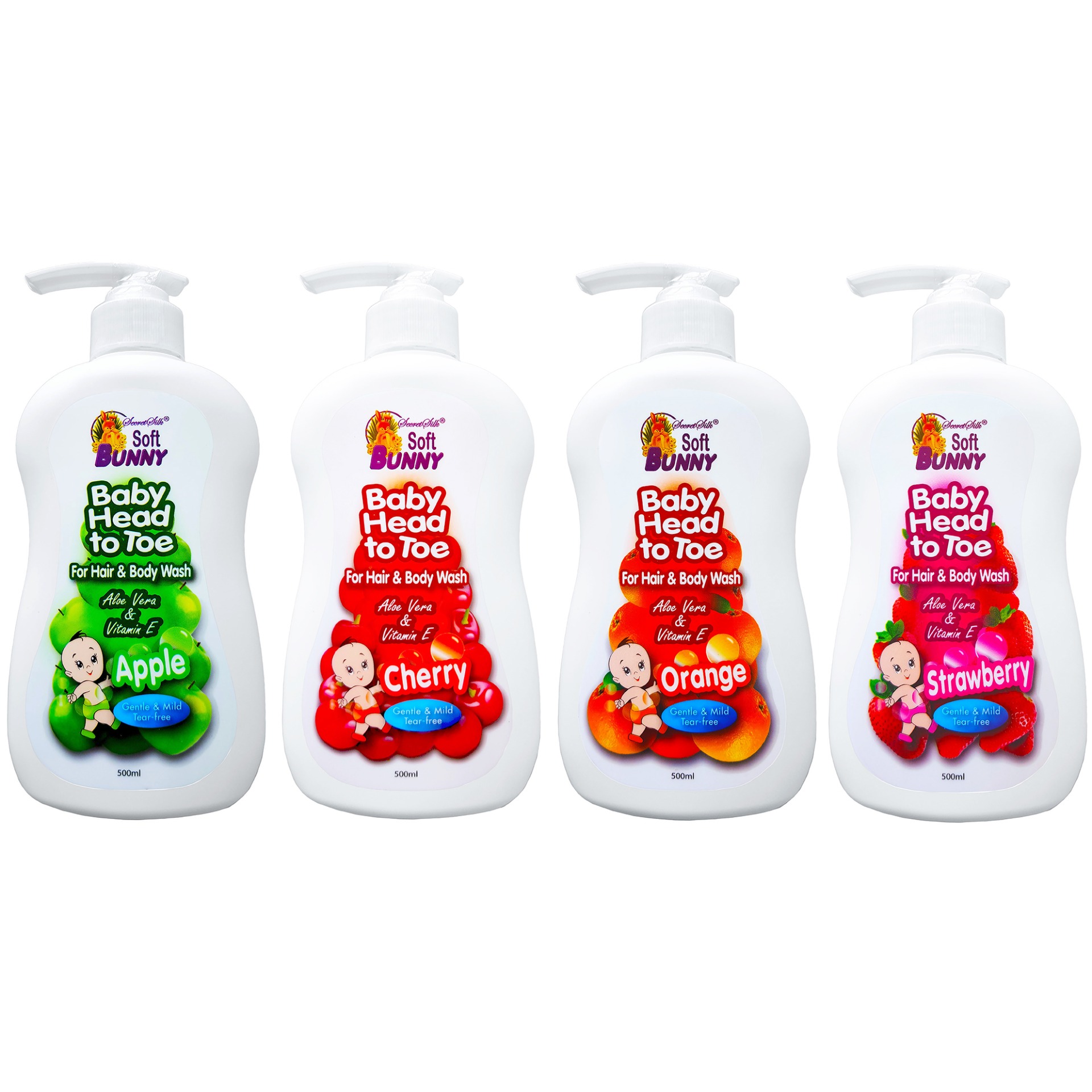 Sữa Tắm Gội Bé Soft Bunny - Dâu 500ml - [ Tặng chai cồn 90 độ 60ml ]