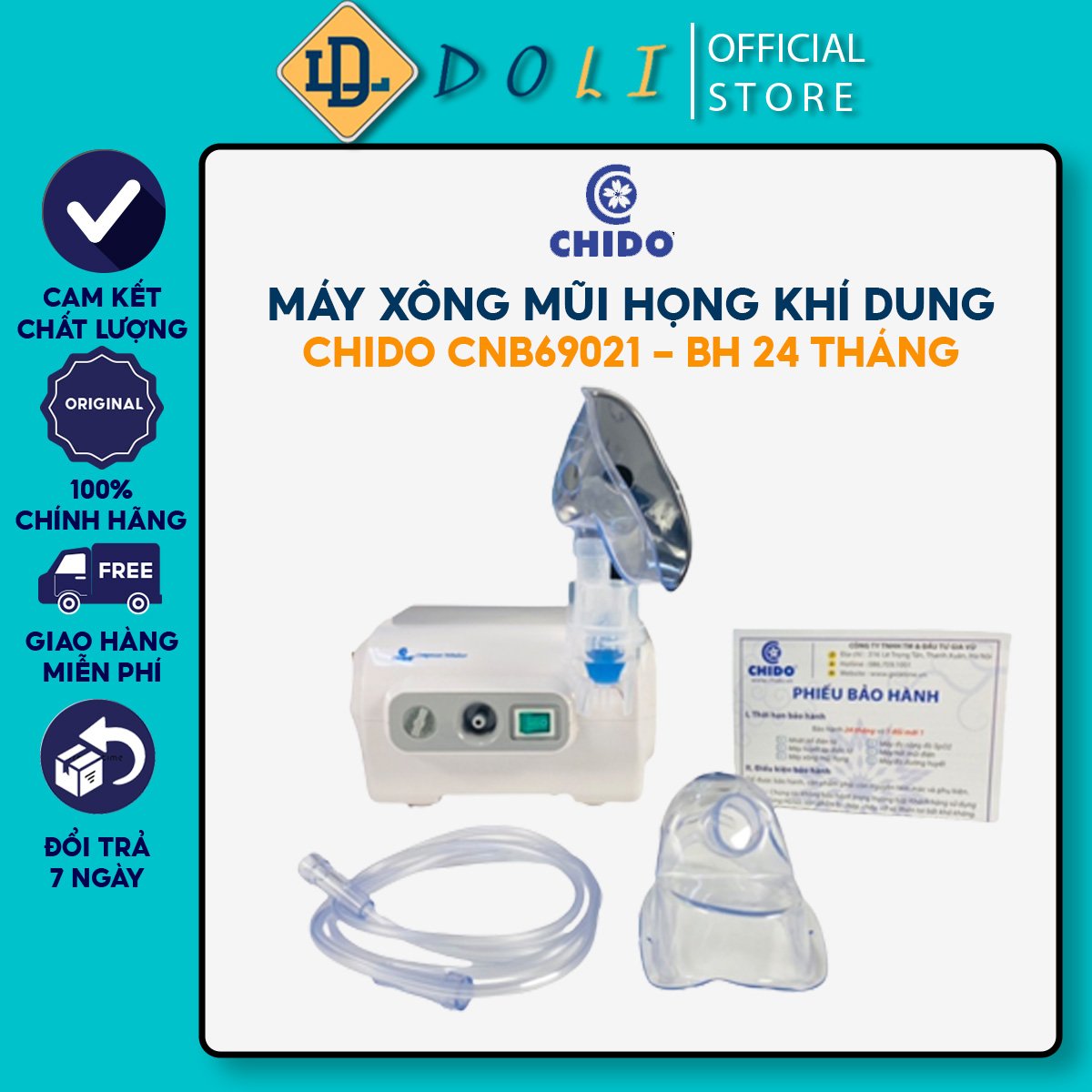 Máy xông mũi họng khí dung CHIDO CNB69021 bảo hành 24 tháng chuyên dụng