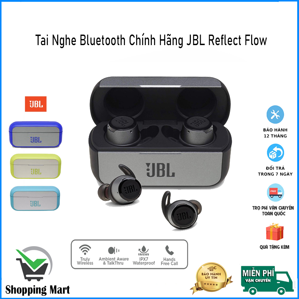 Tai nghe jbl reflect flow - tai nghe bluetooth jbl chính hãng - tai nghe thể thao sport chống ồn, nhỏ gọn, kết nối 5.0, đa dạng màu sắc, đệm nót bảo vệ tai, kháng nước ipx7 nguyên seal