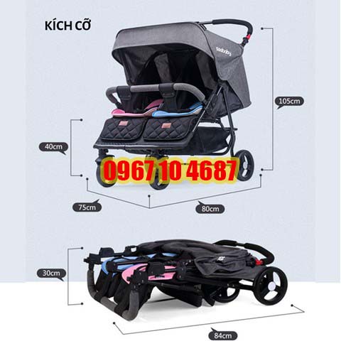 Xe Đẩy Đôi Cao Cấp Seebaby T22