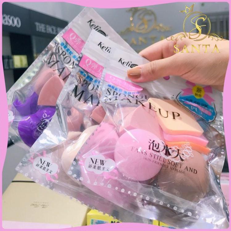 SET 6 Bông Mút Trang Điểm KELI 6577 Màu Ngẫu Nhiên Mút Tán Kem Nền Mỏng Nhẹ Dễ Đánh Không Ăn Kem mềm mịn nội địa sỉ rẻ makeup puff sponge WE STORE