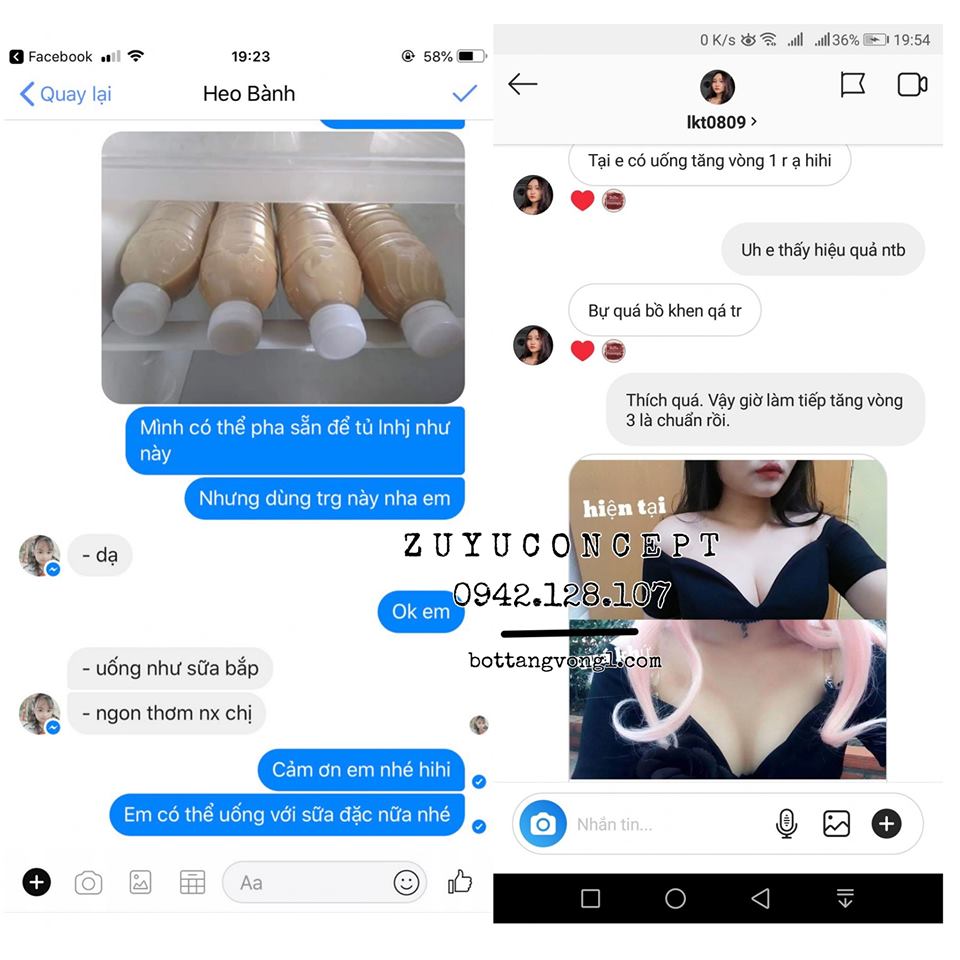 Bột Tăng Vòng 1 ZuYu (Tặng kèm tinh dầu massage V1 + THƯỚC DÂY)