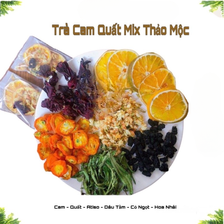 Trà Cam Quất kết hợp Atiso,dâu tằm,Cỏ ngọt,hoa nhài