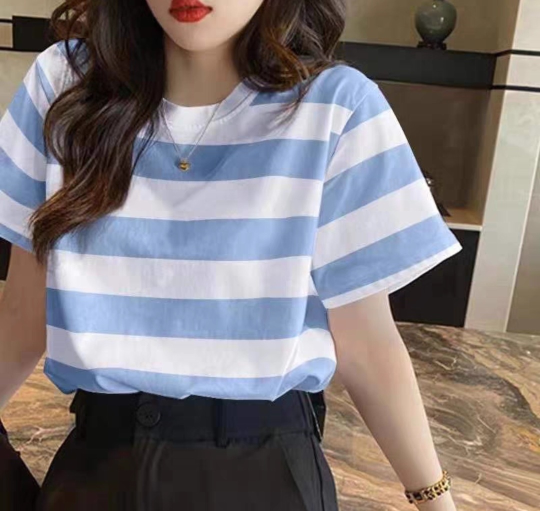 Áo thun kẻ sọc ngang chữ READTHIS T044